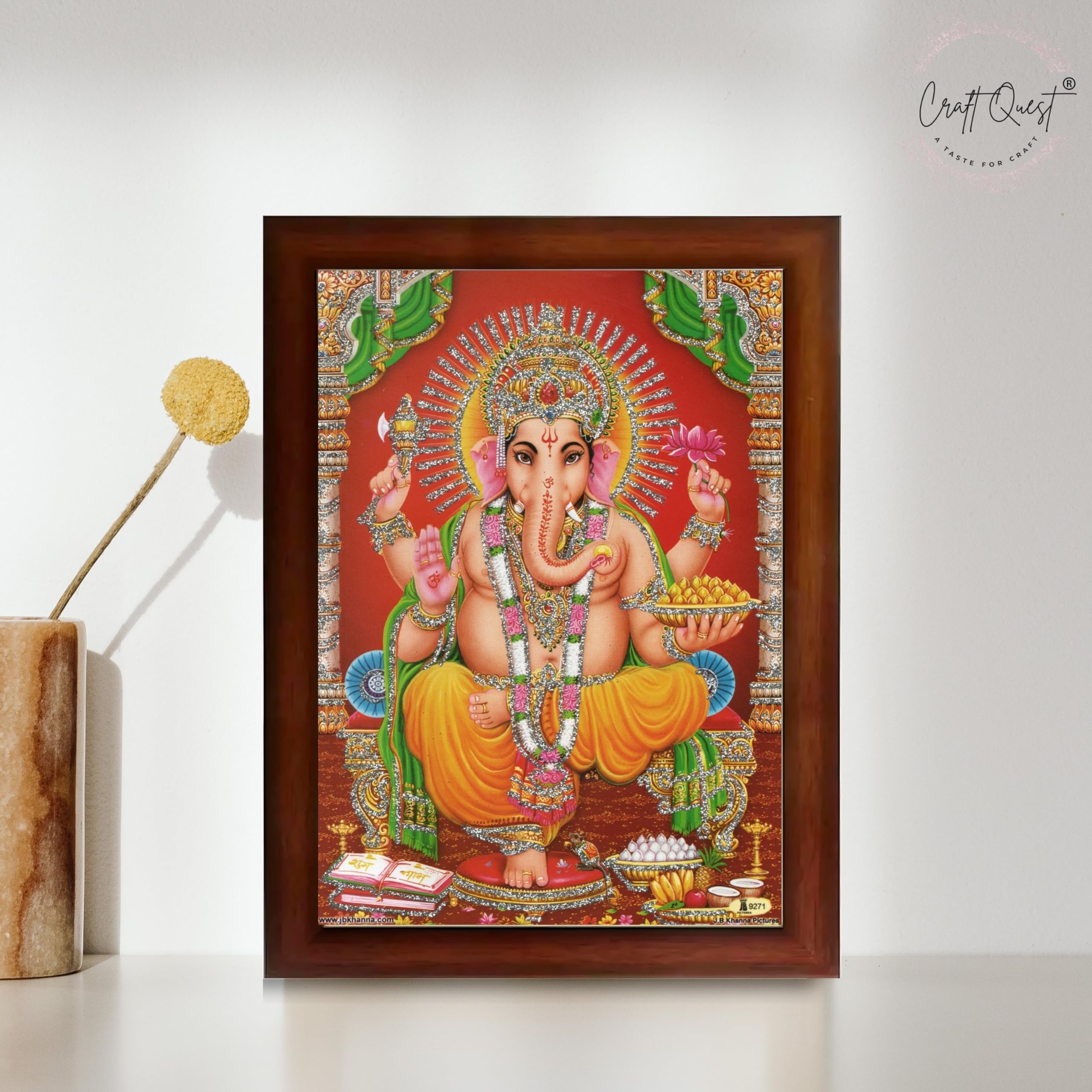 CRAFT QUEST Lord Ganpati Ganesha Modern Wall Art Painting With Frame For Pooja, Home and Office Decor Item