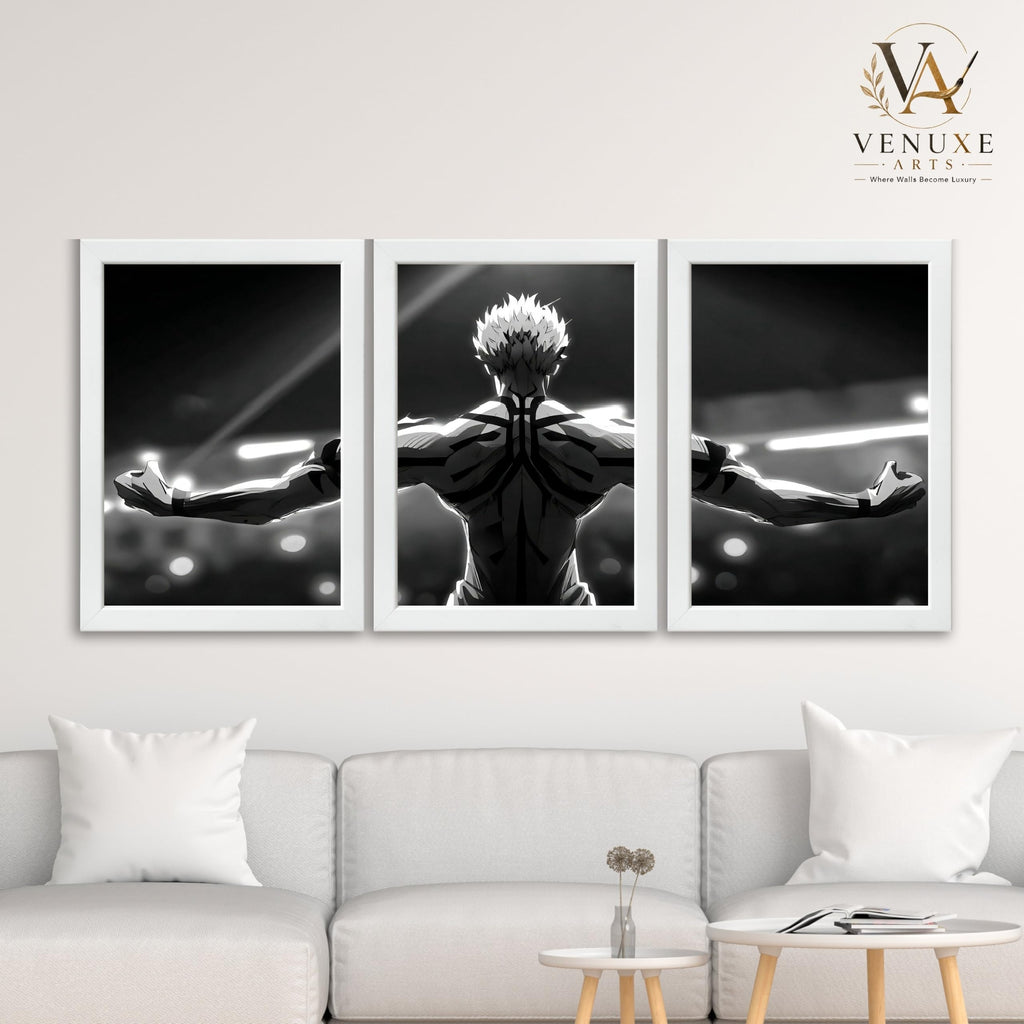 VENUXE ARTS Set Of 3 Anime Characters Wall Framed |Anime Characters Framed Poster for Living Room Bedroom Gaming Room Studio Wall Decor