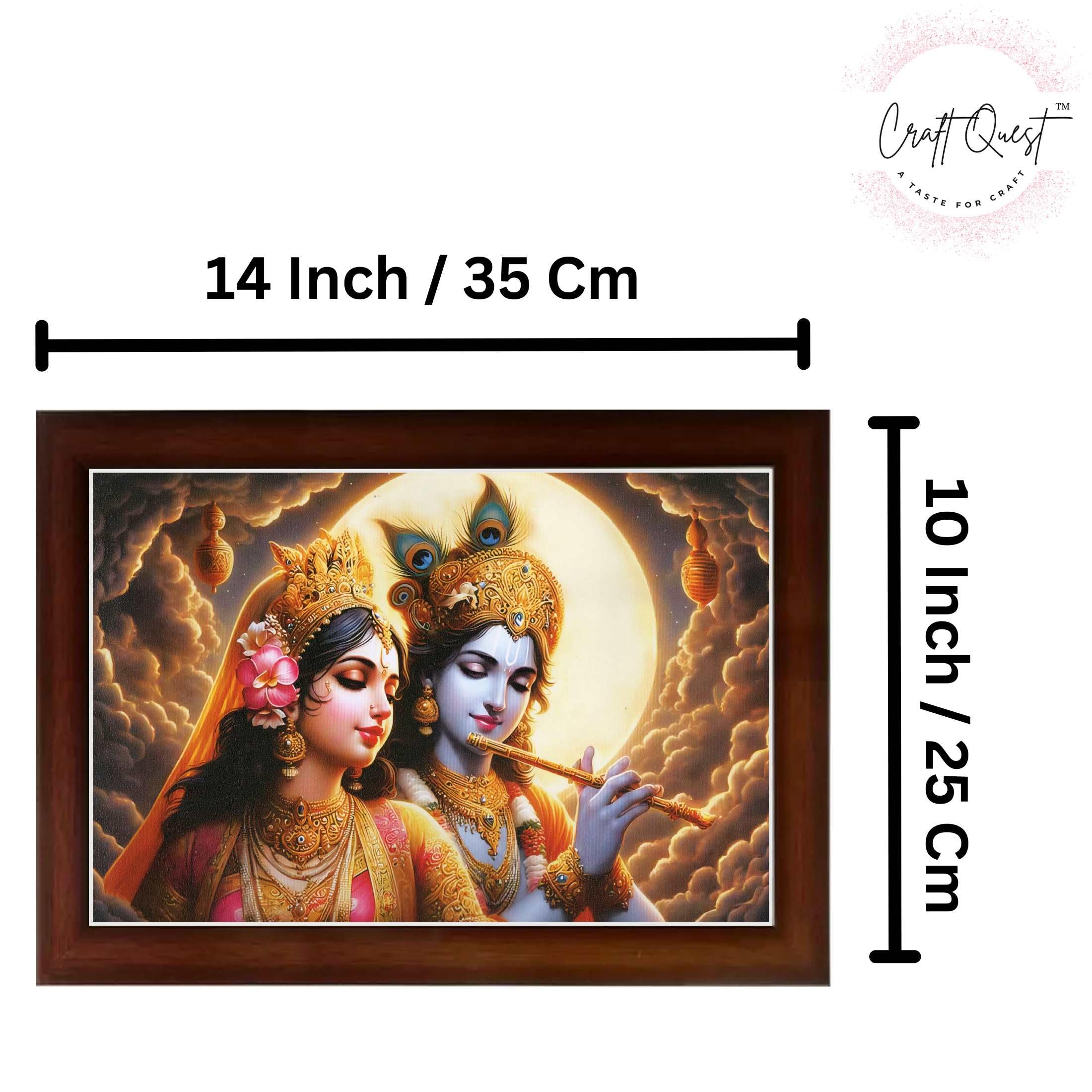 CRAFT QUEST Radha Krishna Art Photo Framed Painting for Home and Bedroom Wall Decoration of Size 14X10 Inches with Frame And Acrylic Glass RK203
