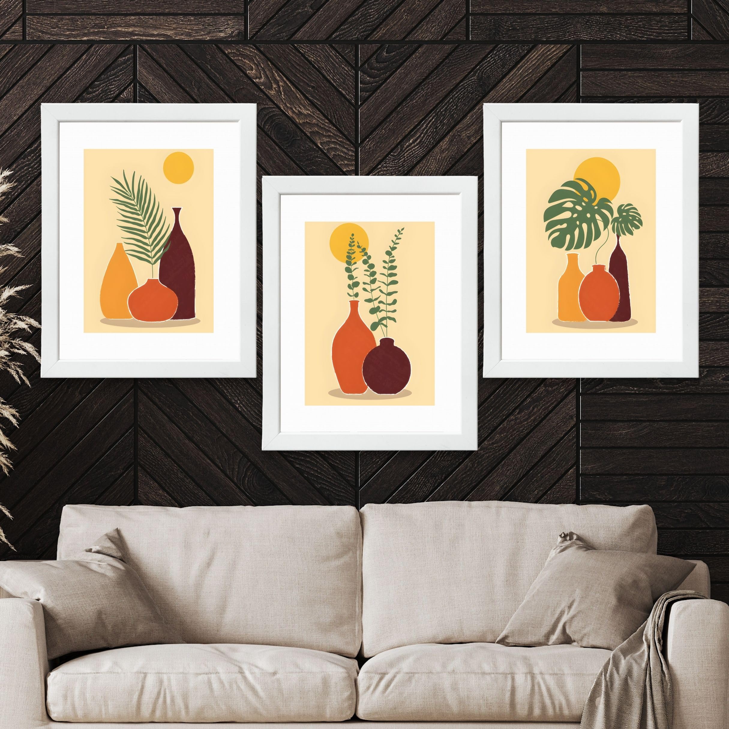 CRAFT QUEST Wall Art Decor Paintings | Set of 3 FLORAL Wall Art Frames for Home Decoration | Ideal for Living Room, Bedroom & Offices