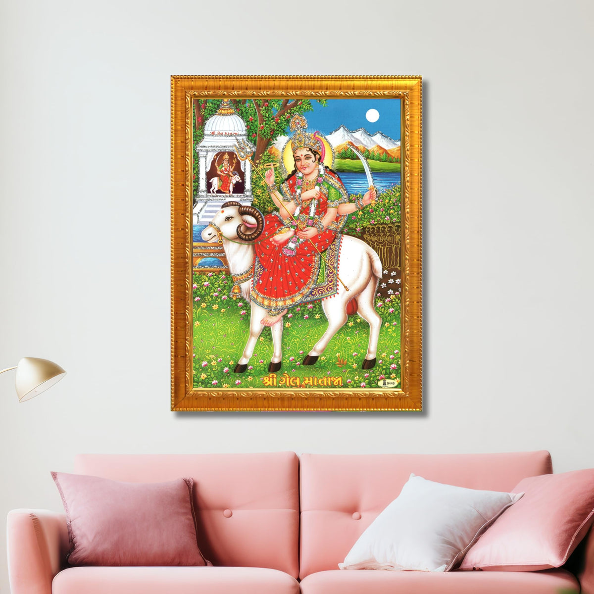 CRAFT QUEST Gel Mata Ji Geldi Maa Devi Mataji Ma Wall Painting For Home Decor wooden framed