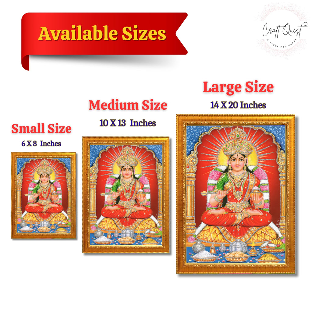 CRAFT QUEST Maa Annapurna devi sitting on throne photo frame with Acrylic glass for Kitchen Worship