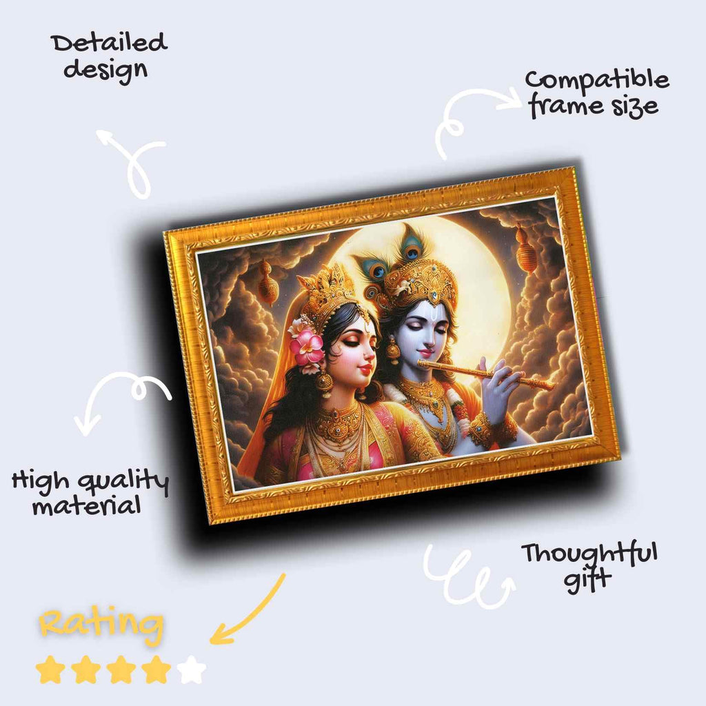 CRAFT QUEST Radha Krishna Art Photo Framed Painting for Home and Bedroom Wall Decoration of Size 14X10 Inches with Frame And Acrylic Glass RK203