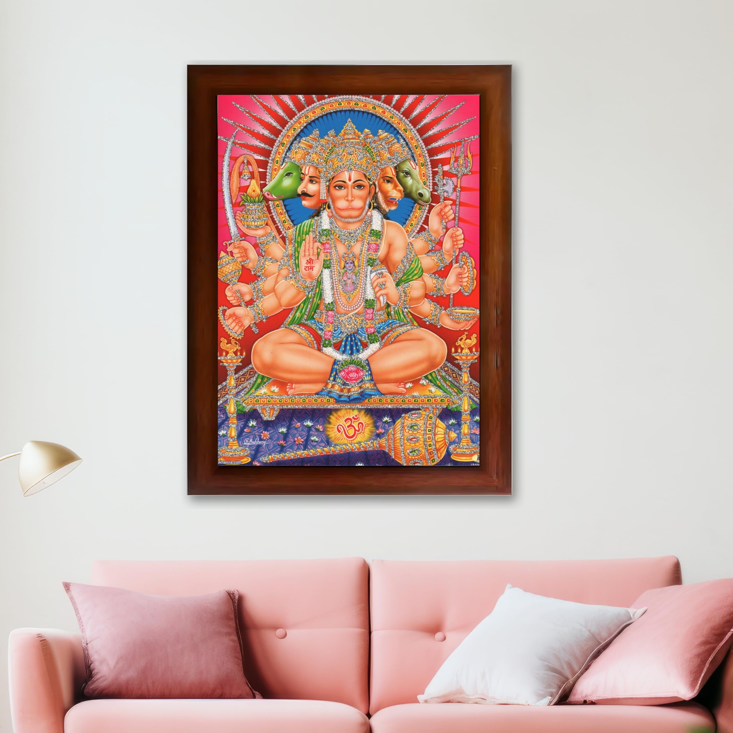 CRAFT QUEST Panchmukhi Hanuman JI | Bajrangbali Religious Photo frame home Decorative item