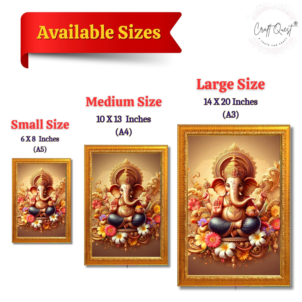 CRAFT QUEST Ganesh Ganesha Art Framed Painting Ready to Hang and Wall Home Decor
