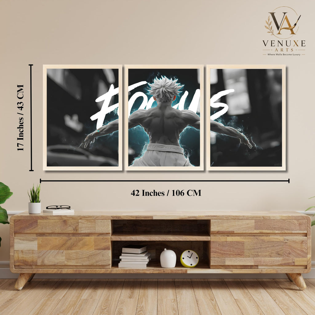 VENUXE ARTS Set Of 3 Anime Characters Wall Framed |Anime Characters Framed Poster for Living Room Bedroom Gaming Room Studio Wall Decor