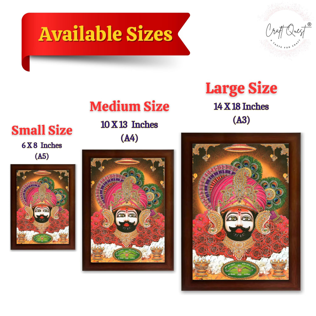 CRAFT QUEST Khatu Shyam Ji | Shyam Baba | Hare Ka Saharaa Khatu Shyam Hamara Photo Frame Wall Painting For Home Decoration And Gifting