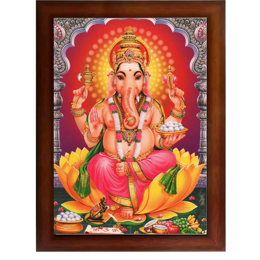 CRAFT QUEST Lord Ganesha Ganesh Ganpati Hanging Wall Painting Framed Home Decor