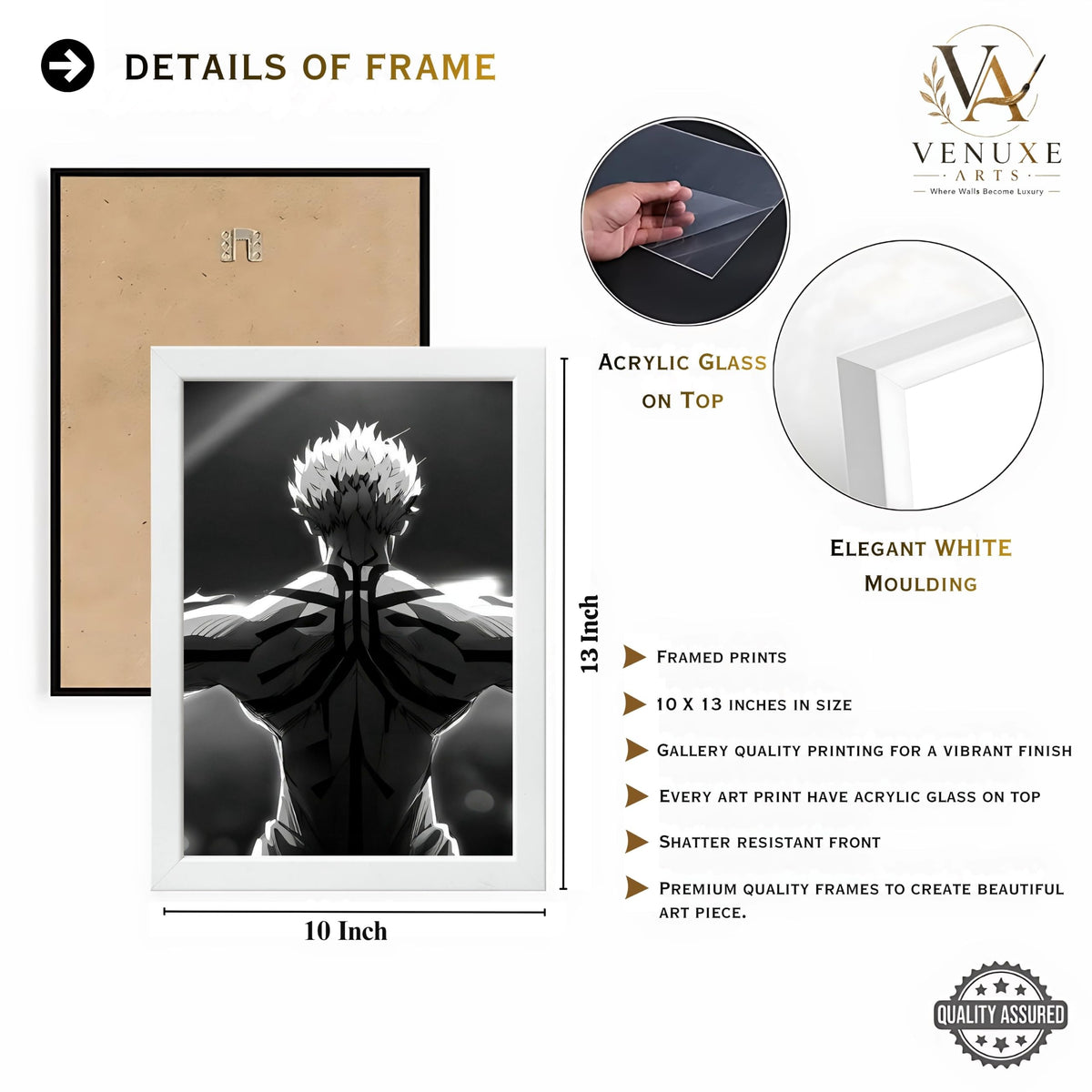 VENUXE ARTS Set Of 3 Anime Characters Wall Framed |Anime Characters Framed Poster for Living Room Bedroom Gaming Room Studio Wall Decor