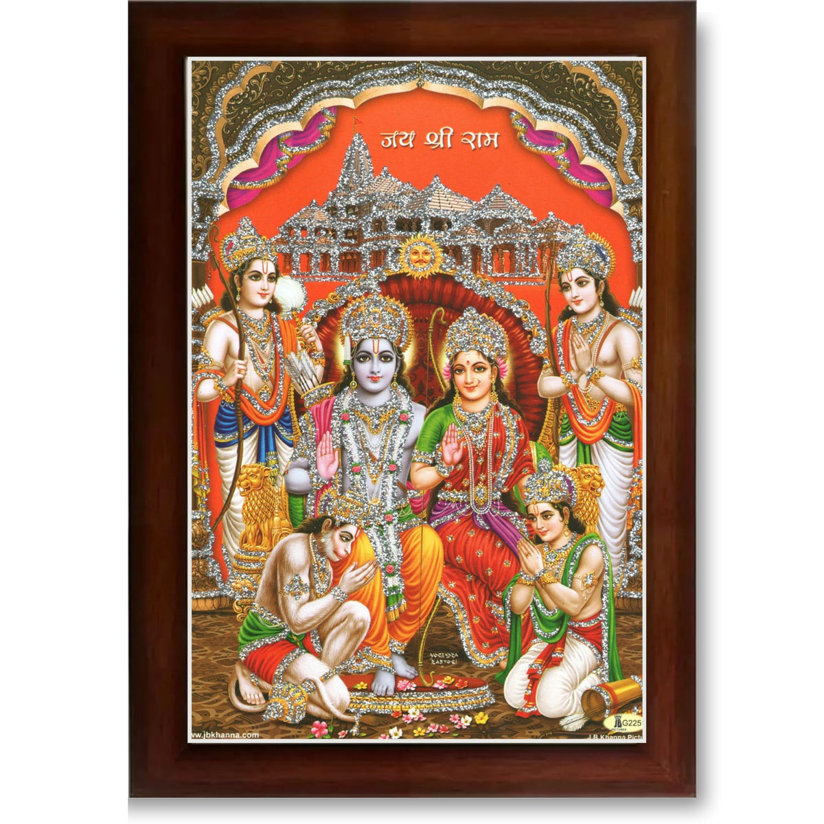 CRAFT QUEST Ram Darbar Lord Shri Rama Sita Parivar Family Wall Painting Framed Home Decor