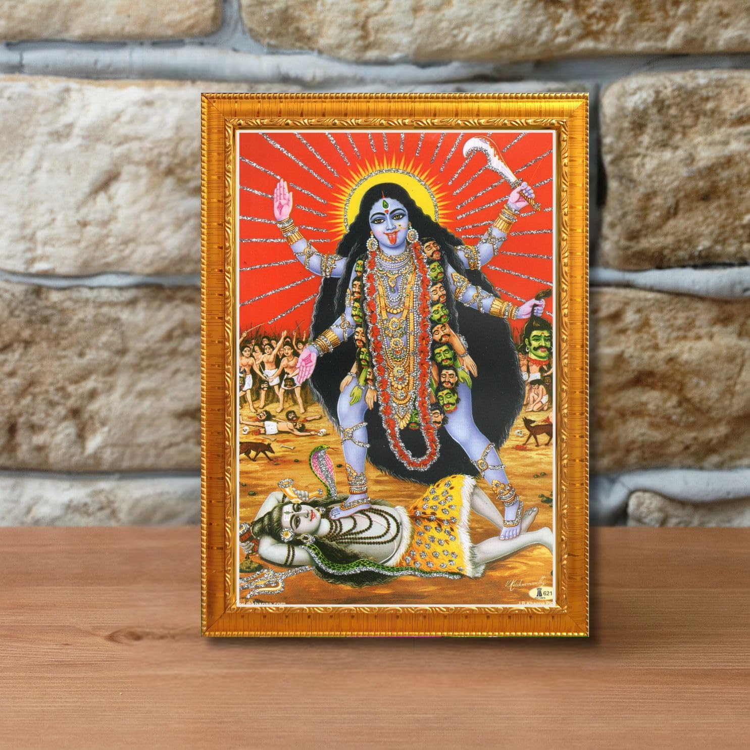 CRAFT QUEST Kali Mata photo with frame, God Religious Framed With Acrylic Glass