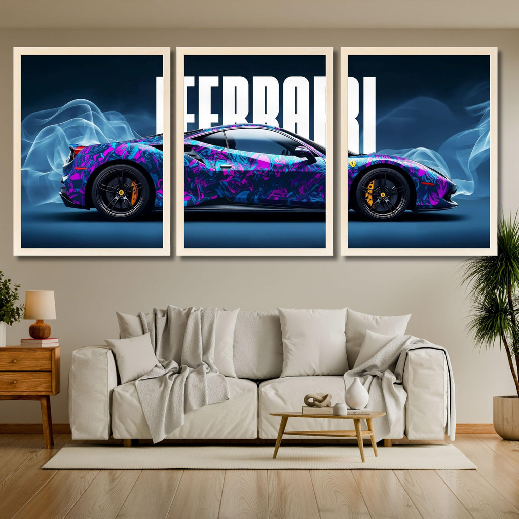 VENUXE ARTS Set Of 3 Big Sports Cars Framed Posters Gift Items for Boys Room Wall Decoration Bedroom Living Room Office Studio Décor | Car Poster Frame for Wall Décor