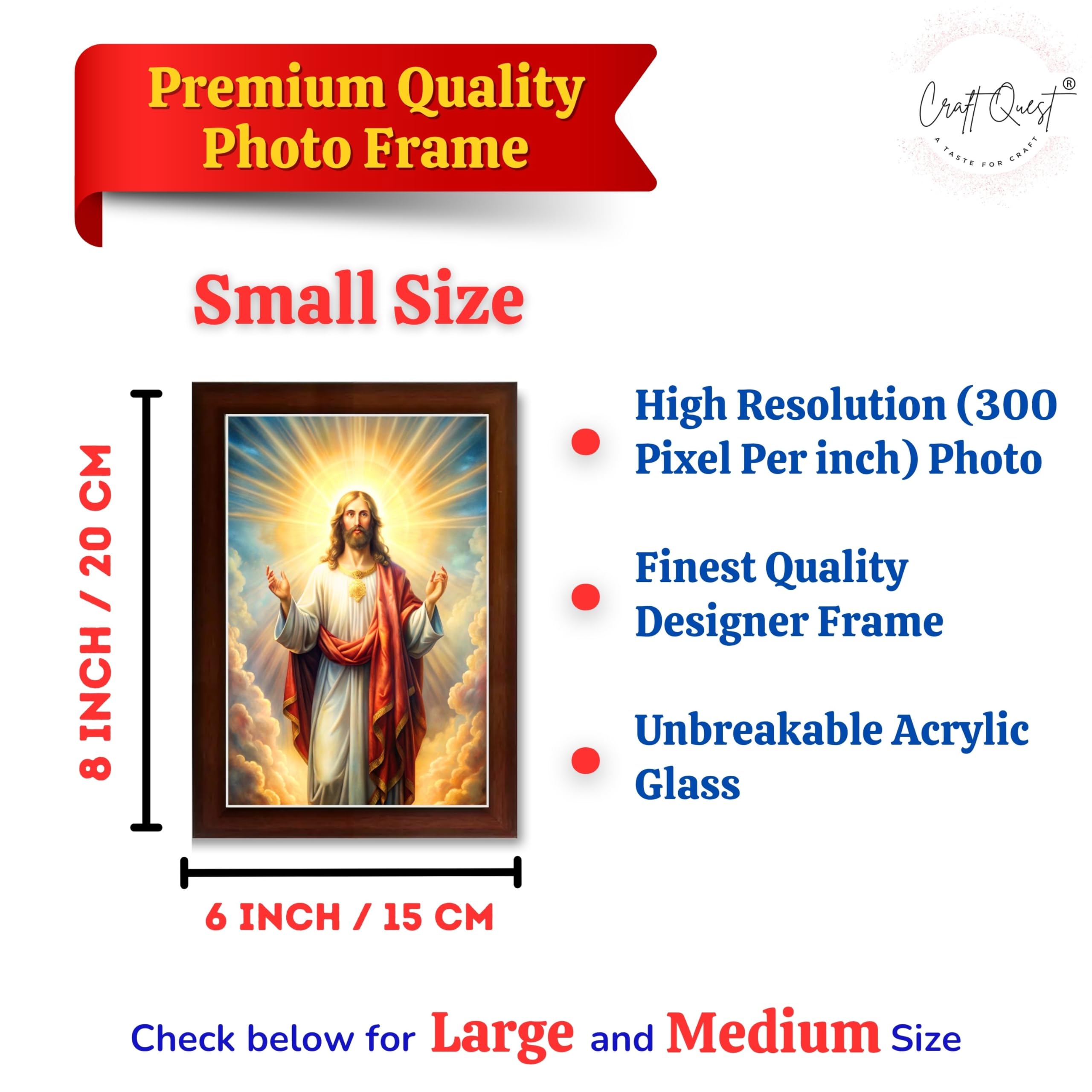 CRAFT QUEST Jesus Christ Christmas Wall Artwork Photo Frame Wall Hanging Décor and Gift Item