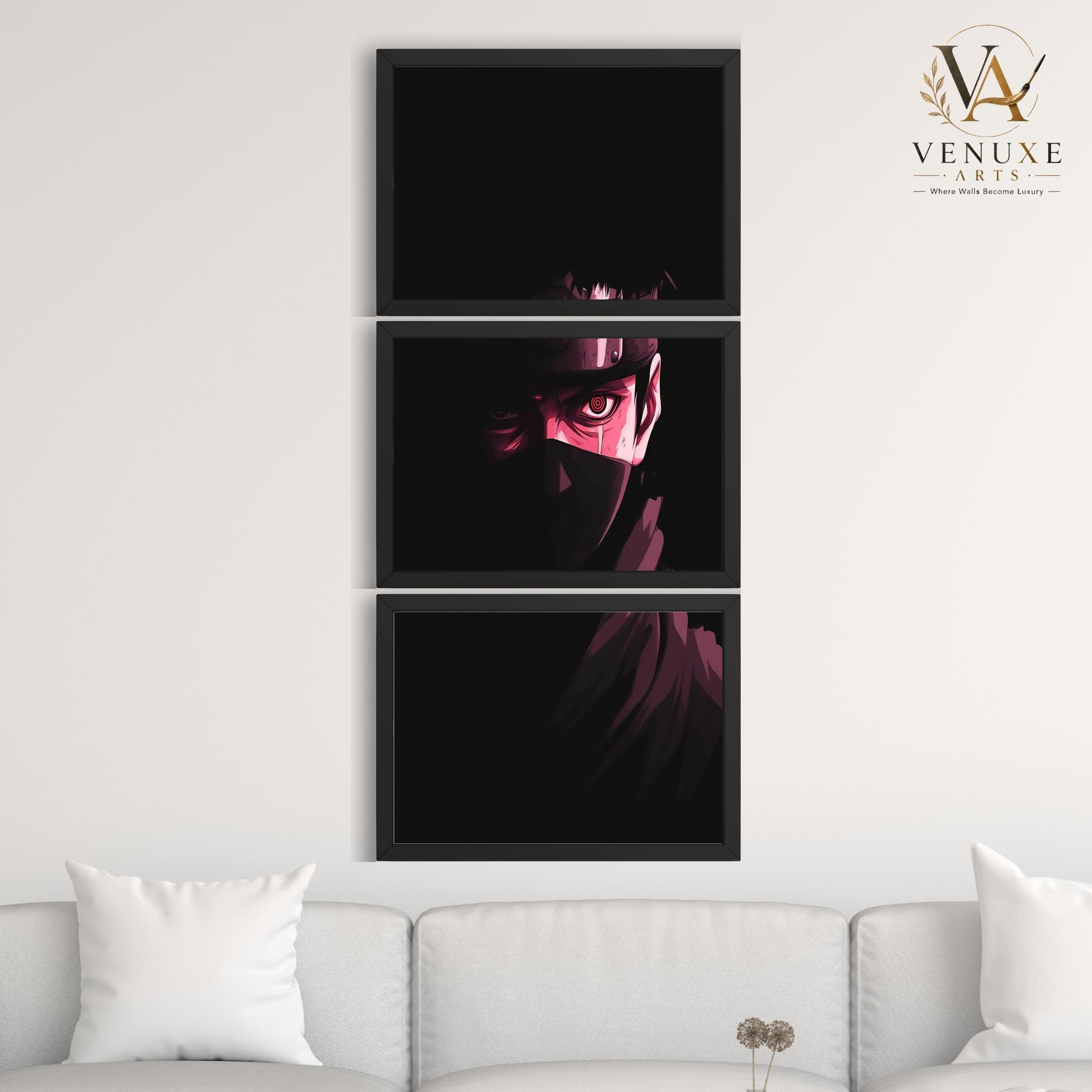 VENUXE ARTS Set Of 3 Anime Characters Wall Framed |Anime Characters Framed Poster for Living Room Bedroom Gaming Room Studio Wall Decor