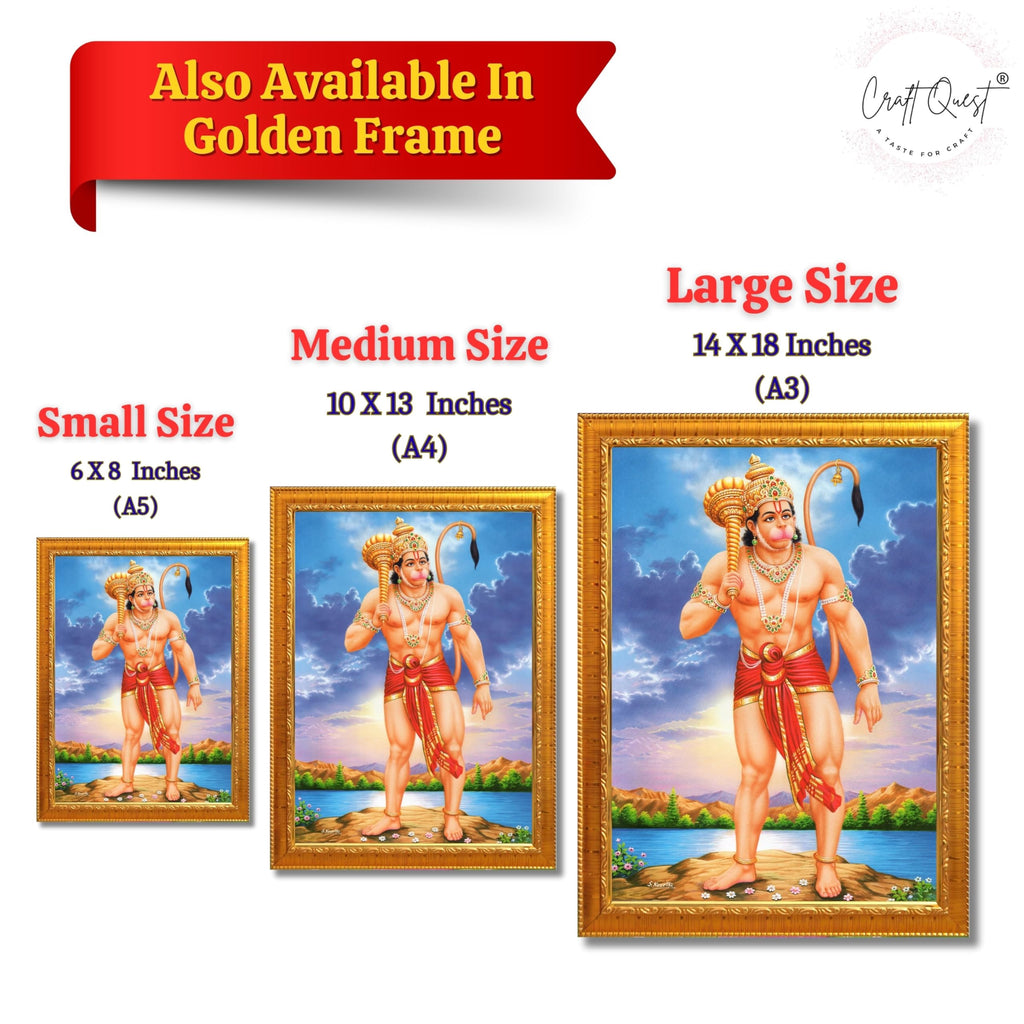 CRAFT QUEST Bajrang Bali Hanuman Ji Photo Frame | Acrylic Glass, Lightweight & Waterproof | Ideal for Home, Office, Temple & Puja Room Wall Decor
