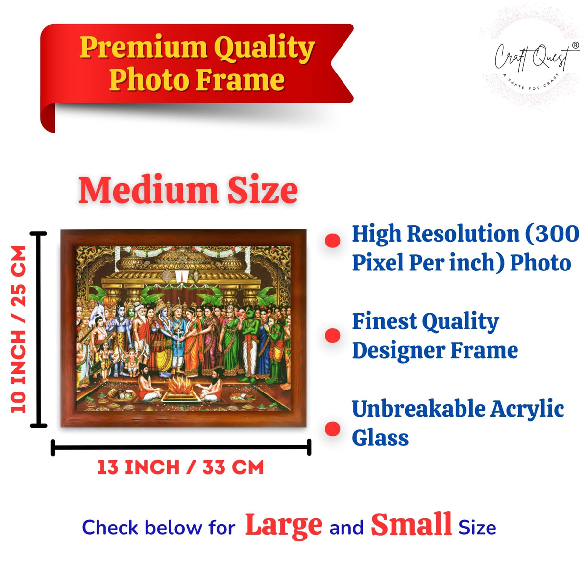 CRAFT QUEST Tirupati Balaji Padmavati Srinivasa Kalyanam Wall Painting Framed | South God Picture Frame for Home, Office, Temple & Gifting