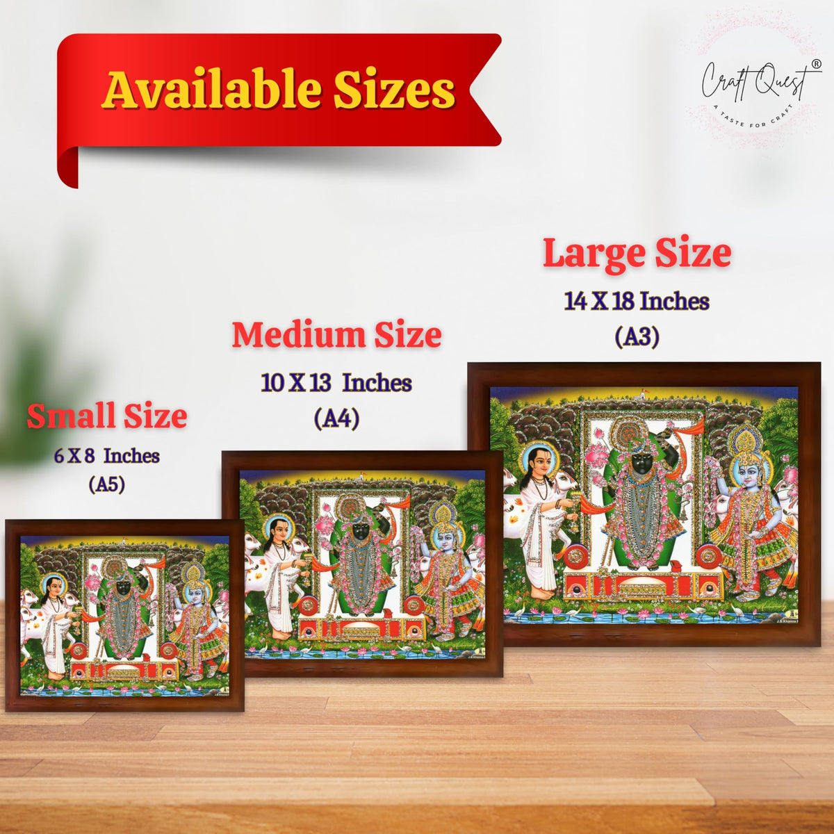 CRAFT QUEST Lakshmi Devi Dhana Vaivabh Laxmi Maa Wall Painting Frame for Diwali,Temple, Pooja, Living Room Home and Decor items