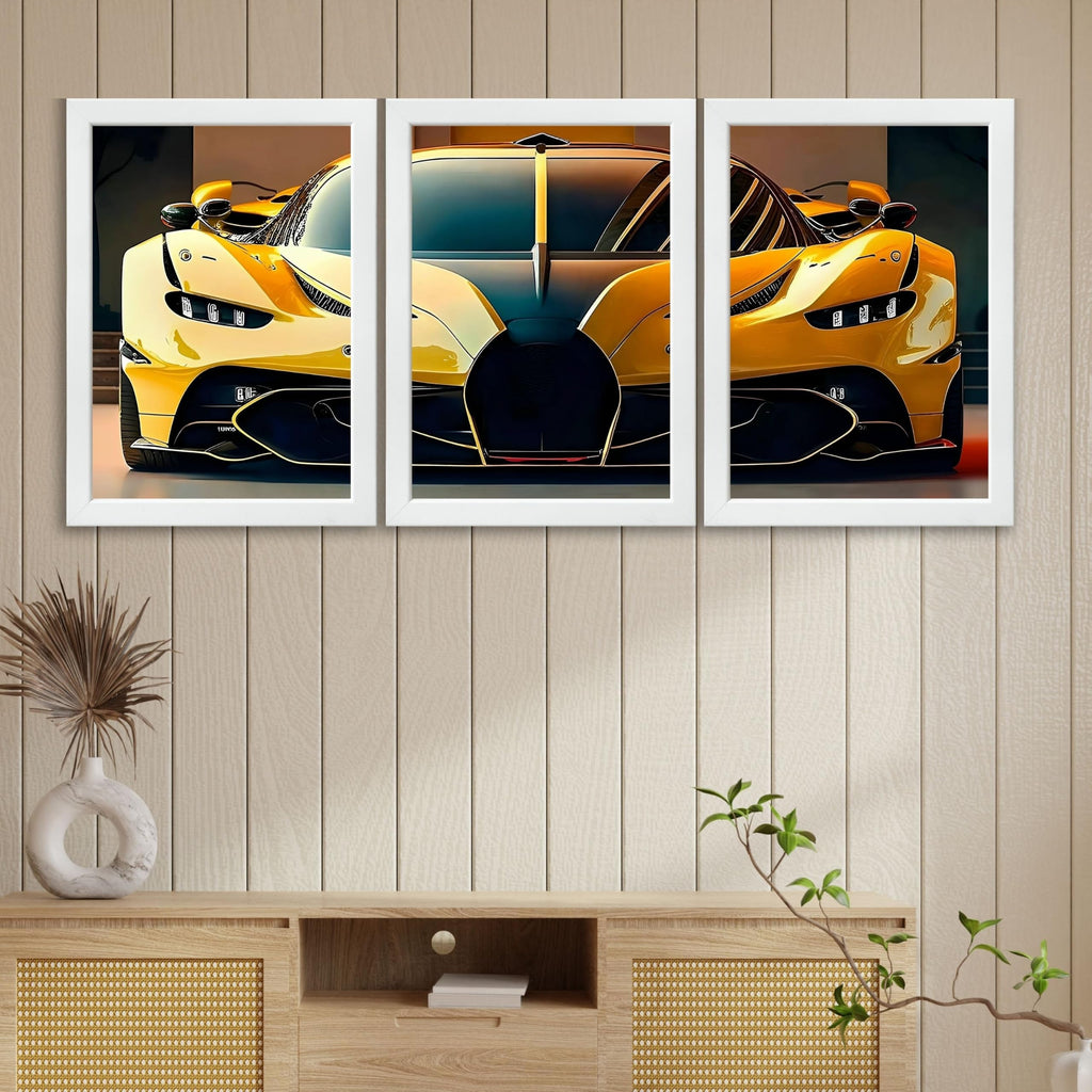VENUXE ARTS Set Of 3 Big Sports Cars Framed Posters Gift Items for Boys Room Wall Decoration Bedroom Living Room Office Studio Décor | Car Poster Frame for Wall Décor