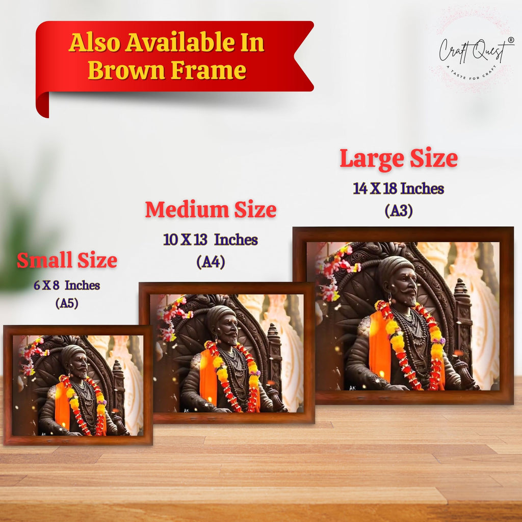 CRAFT QUEST Chattrapati Shivaji Maharaj Wall Photo Frame With Acrylic Sheet | Lightweight | Home Decoration Item | Best Gifting Option