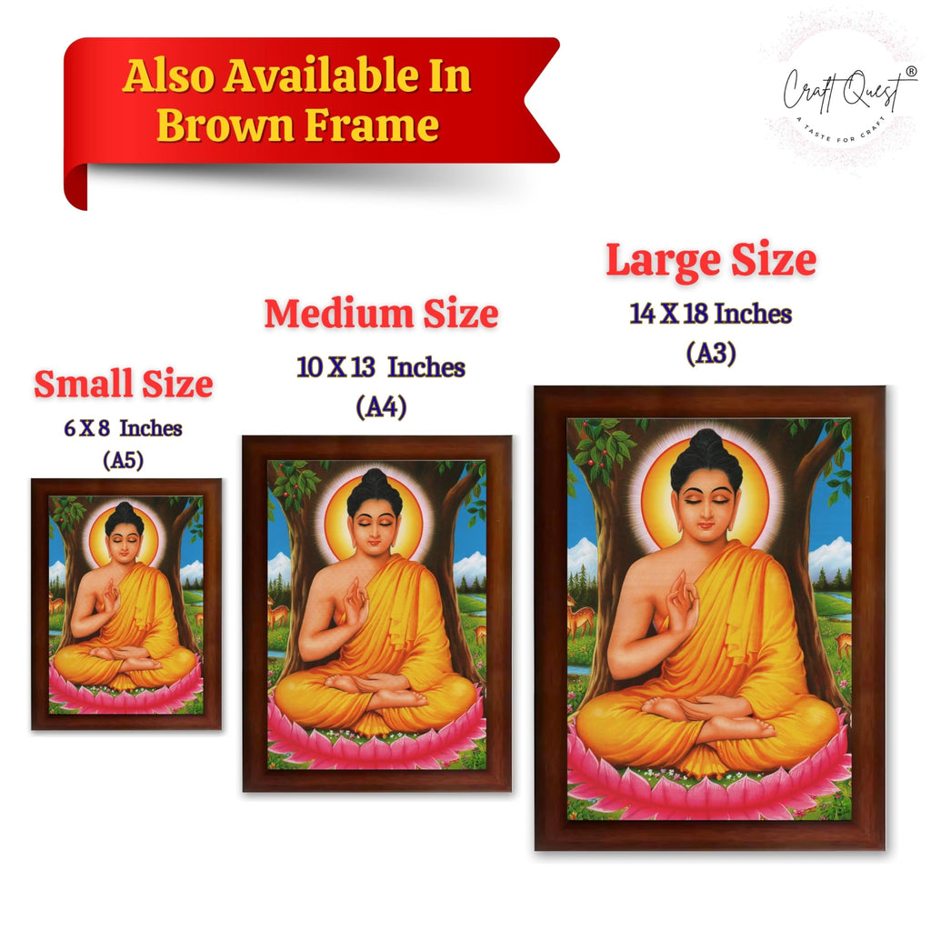 CRAFT QUEST Lord Buddha Photo Frame | Premium HD Spiritual Wall Frame | Peaceful Gautam Buddha Picture for Home Decor, Meditation Room & Office