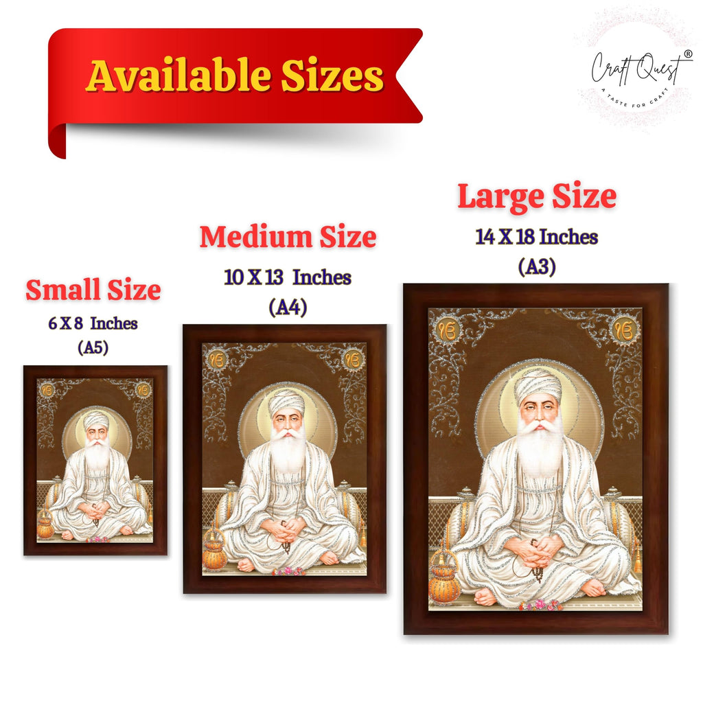CRAFT QUEST Satnam Waheguru Ji Photo Frame Sikh Guru Photo for Home Decor Religious Painting Decorative Artwork Gift Frame