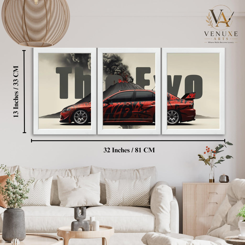 VENUXE ARTS Set Of 3 Big Sports Cars Framed Posters Gift Items for Boys Room Wall Decoration Bedroom Living Room Office Studio Décor | Car Poster Frame for Wall Décor