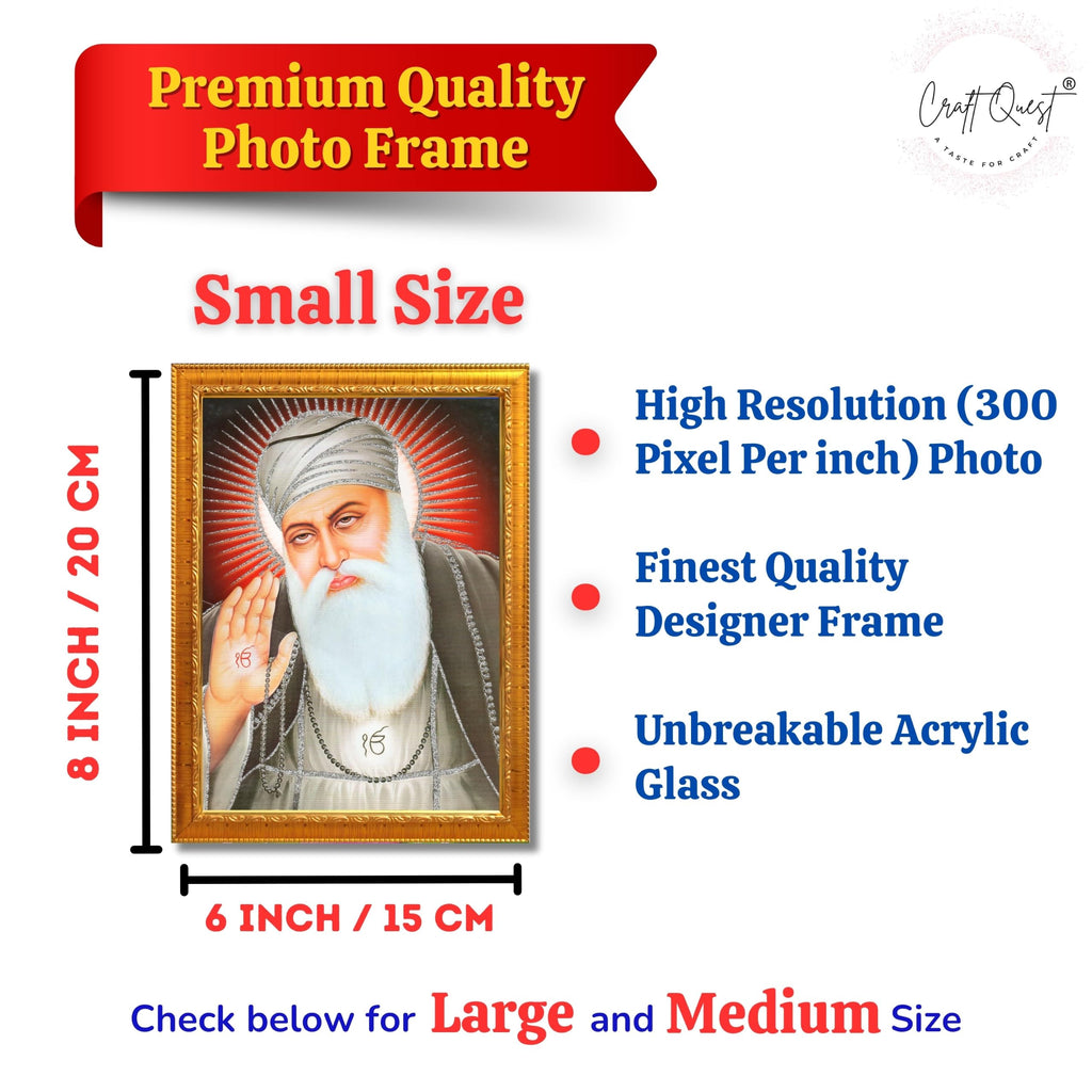 CRAFT QUEST Gurunanak Dev Ji Photo Frame Waheguru Sikh Guru Photo for Home Decor Spiritual Wall Hanging Living Room Decoration