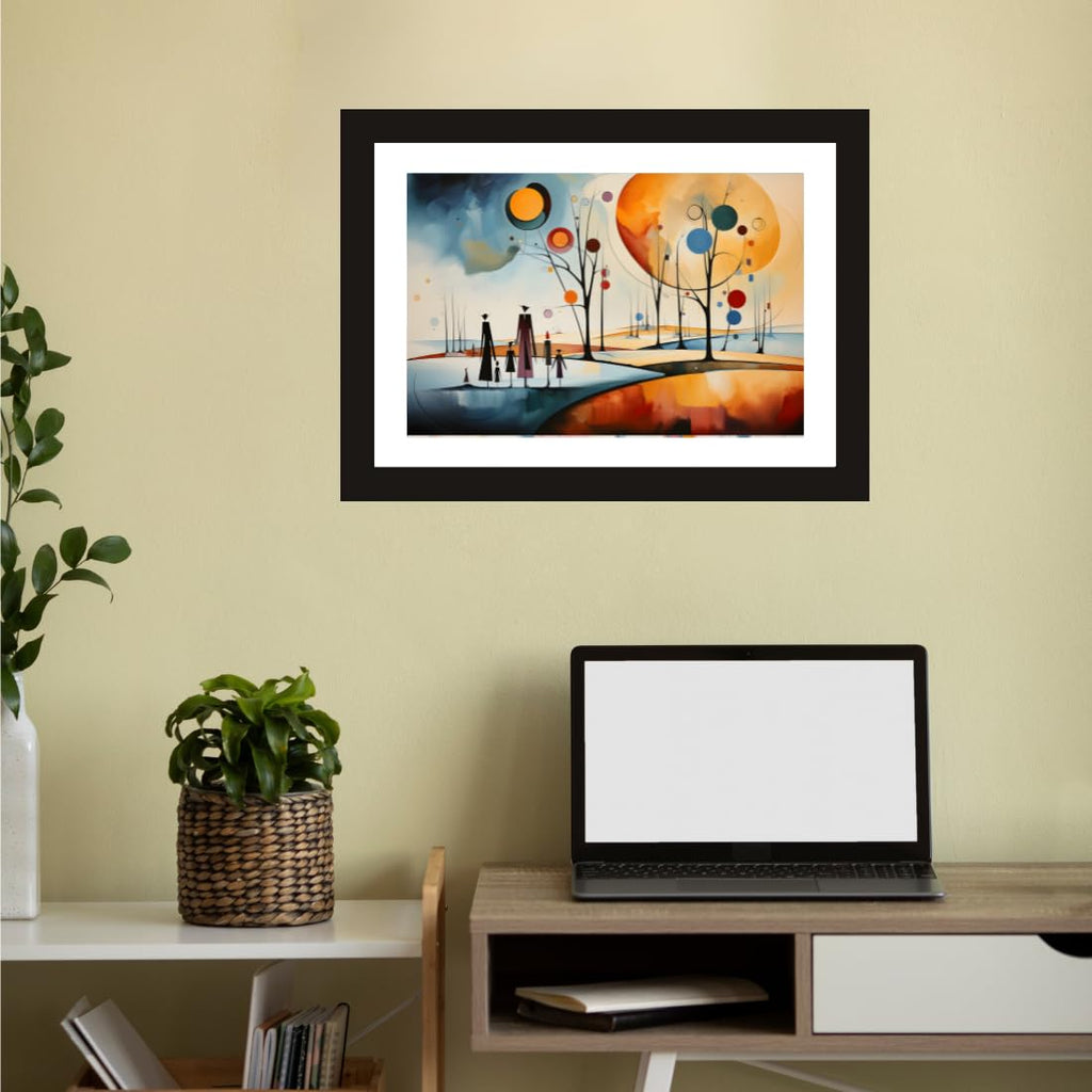 CRAFT QUEST Abstract Modern Art Painting Poster Frame for Home & Office Wall Decoration - Portrait, Wall Display (Black, 14x10 Inch Frame with Art Print)
