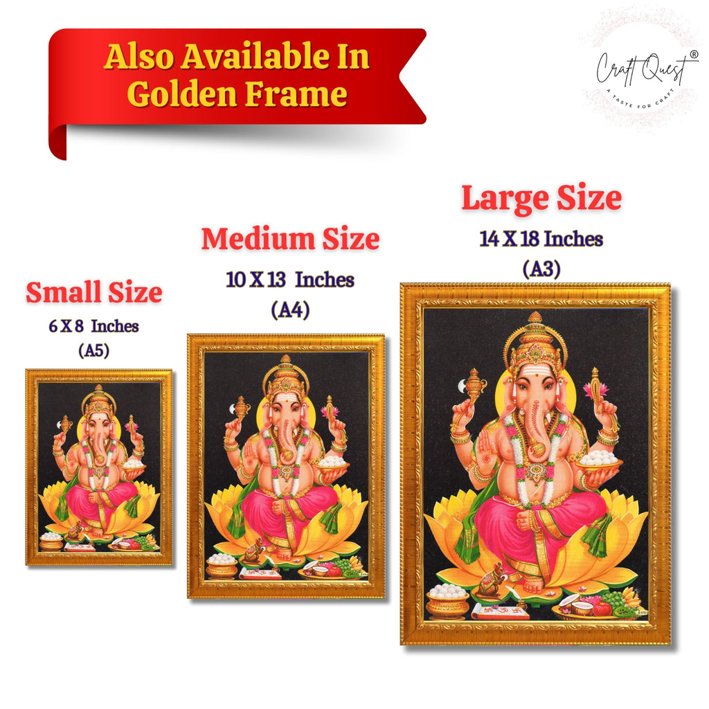 CRAFT QUEST Lord Ganesha Ganpati ji Modern Wall Painting With Frame For Home and Office Decor,