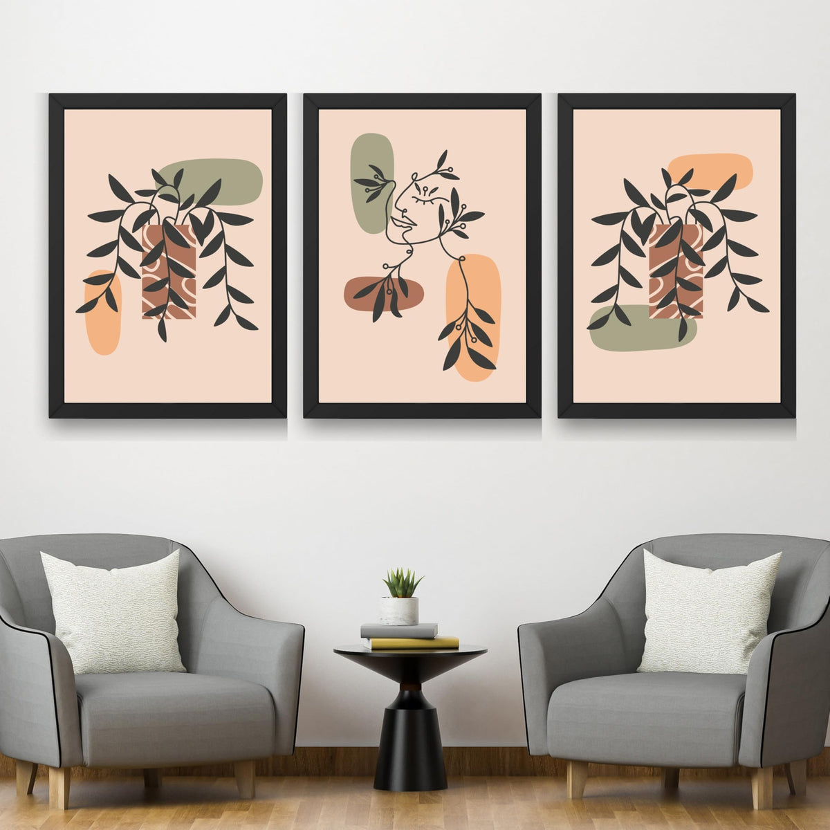CRAFT QUEST Wall Art Decor Paintings | Set of 3 BOHO Wall Art Frames for Home Decoratio | Ideal for Living Room, Offices & Bedroom