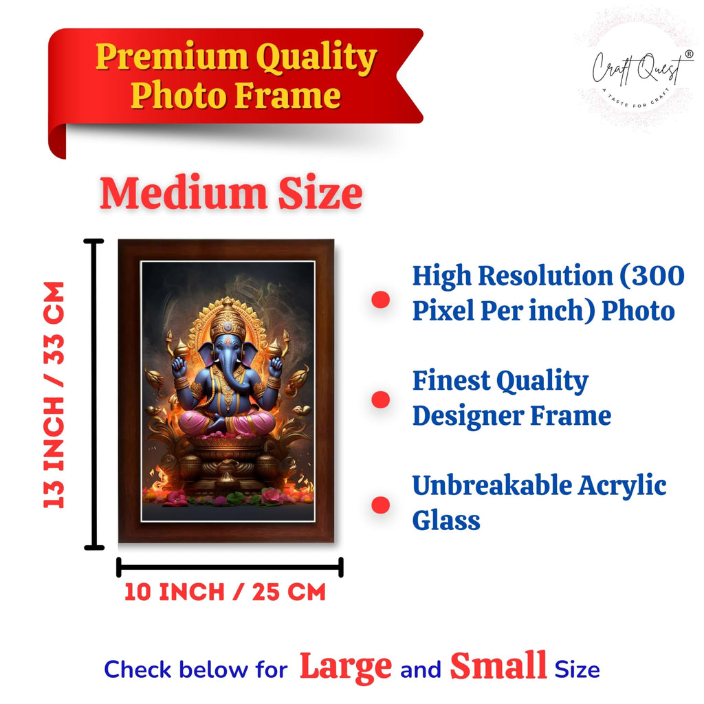 CRAFT QUEST God Ganpati Modern Wall Art Painting With Frame For Pooja,Office and Home Decor Item