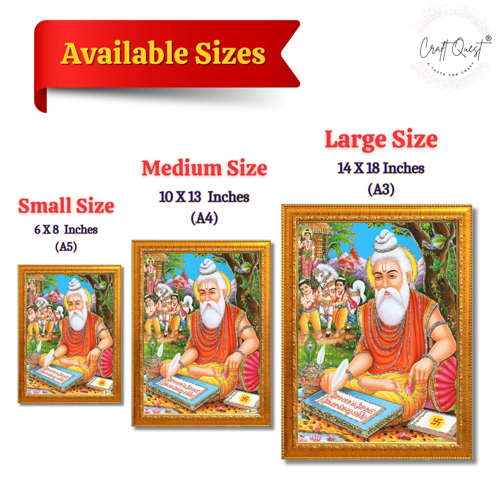 CRAFT QUEST Maharishi Valmiki Photo frame | Acrylic, Lightweight | Hindu God Spiritual Framed | Ideal for Home, Office, Temple & Puja Room, Wall Decor
