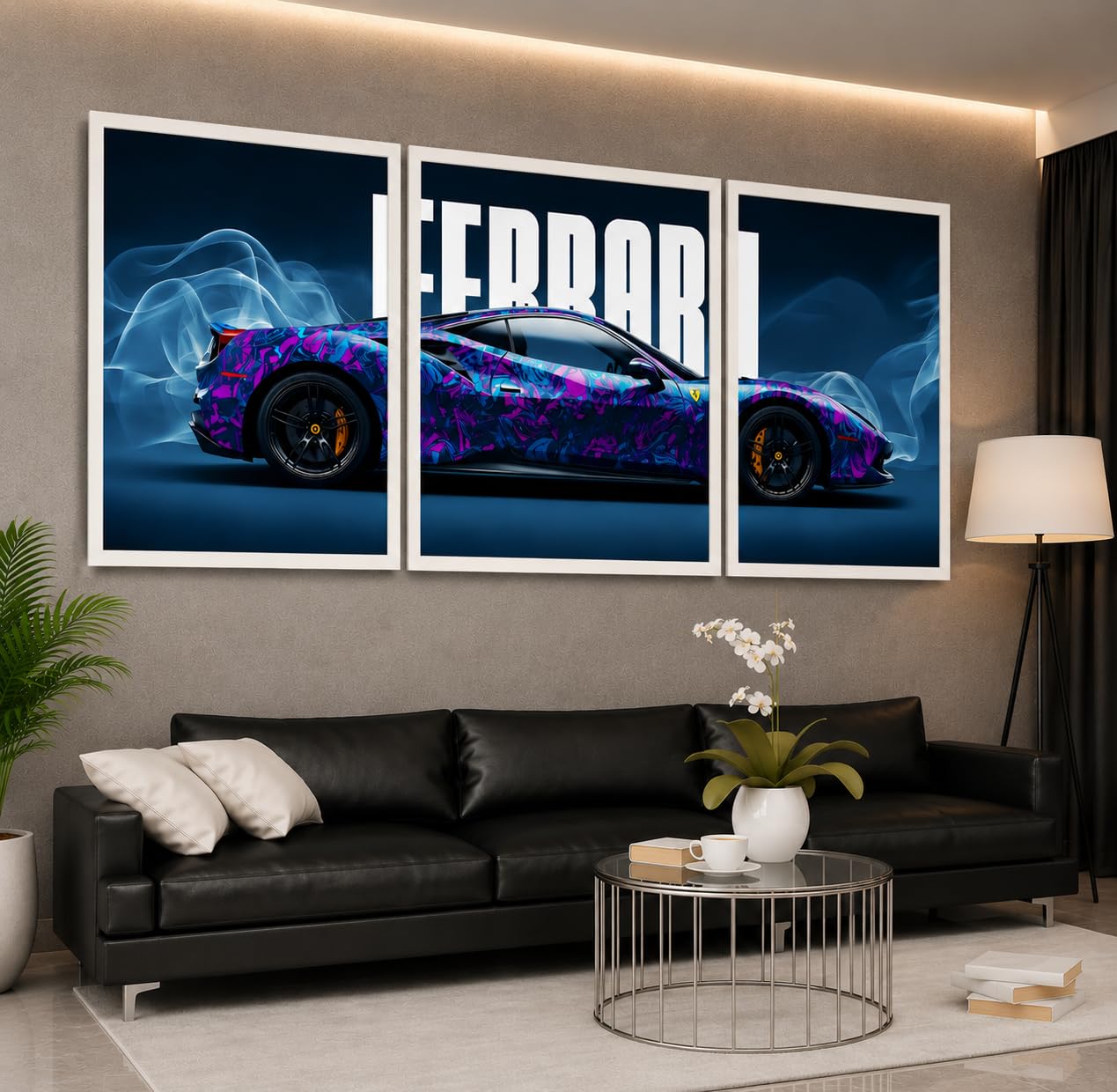 VENUXE ARTS Set Of 3 Big Sports Cars Framed Posters Gift Items for Boys Room Wall Decoration Bedroom Living Room Office Studio Décor | Car Poster Frame for Wall Décor