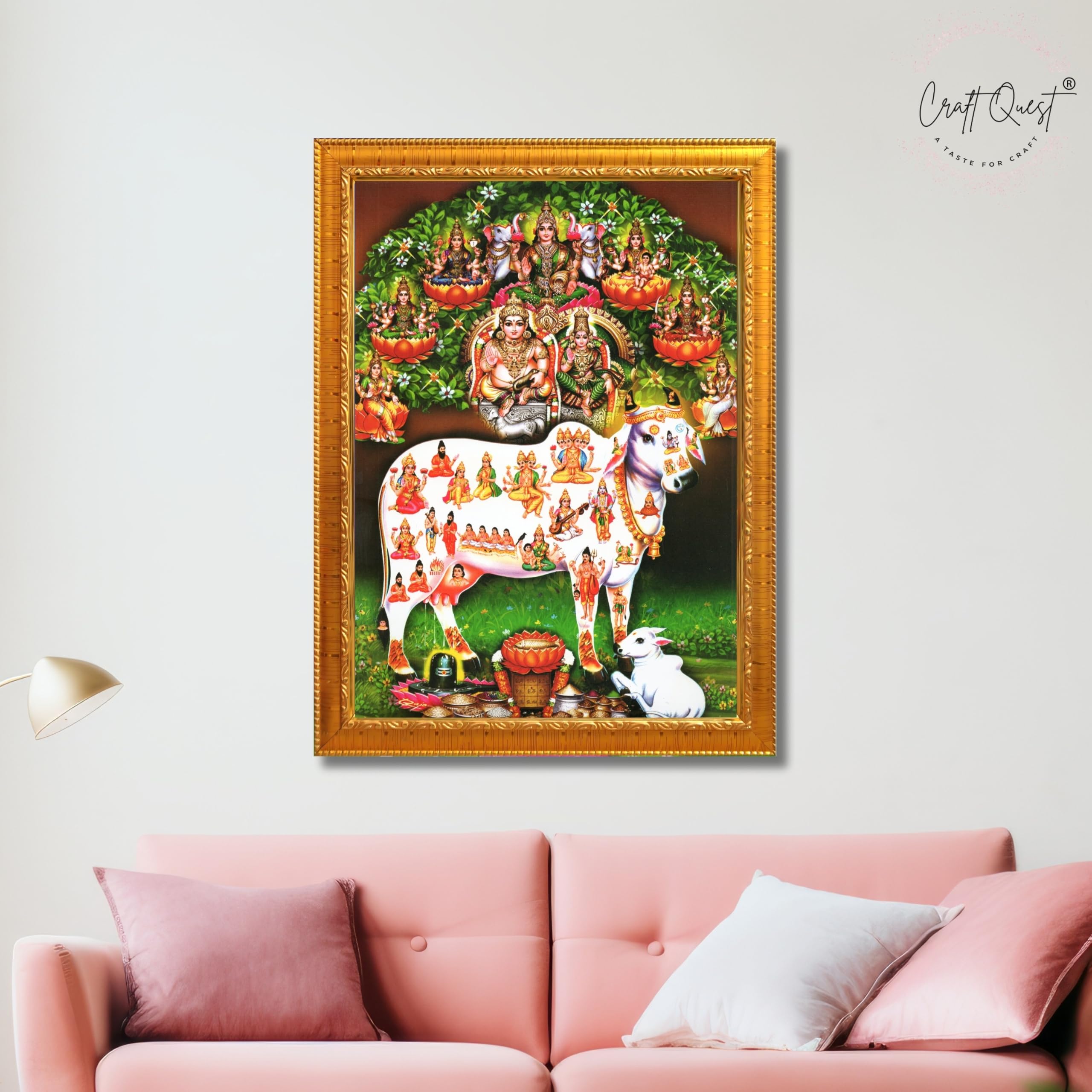 CRAFT QUEST Lord Kubera Swamy Kuber Kubera Wall Painting Framed, Religious Photo Frame, Home Decoration Gift Item