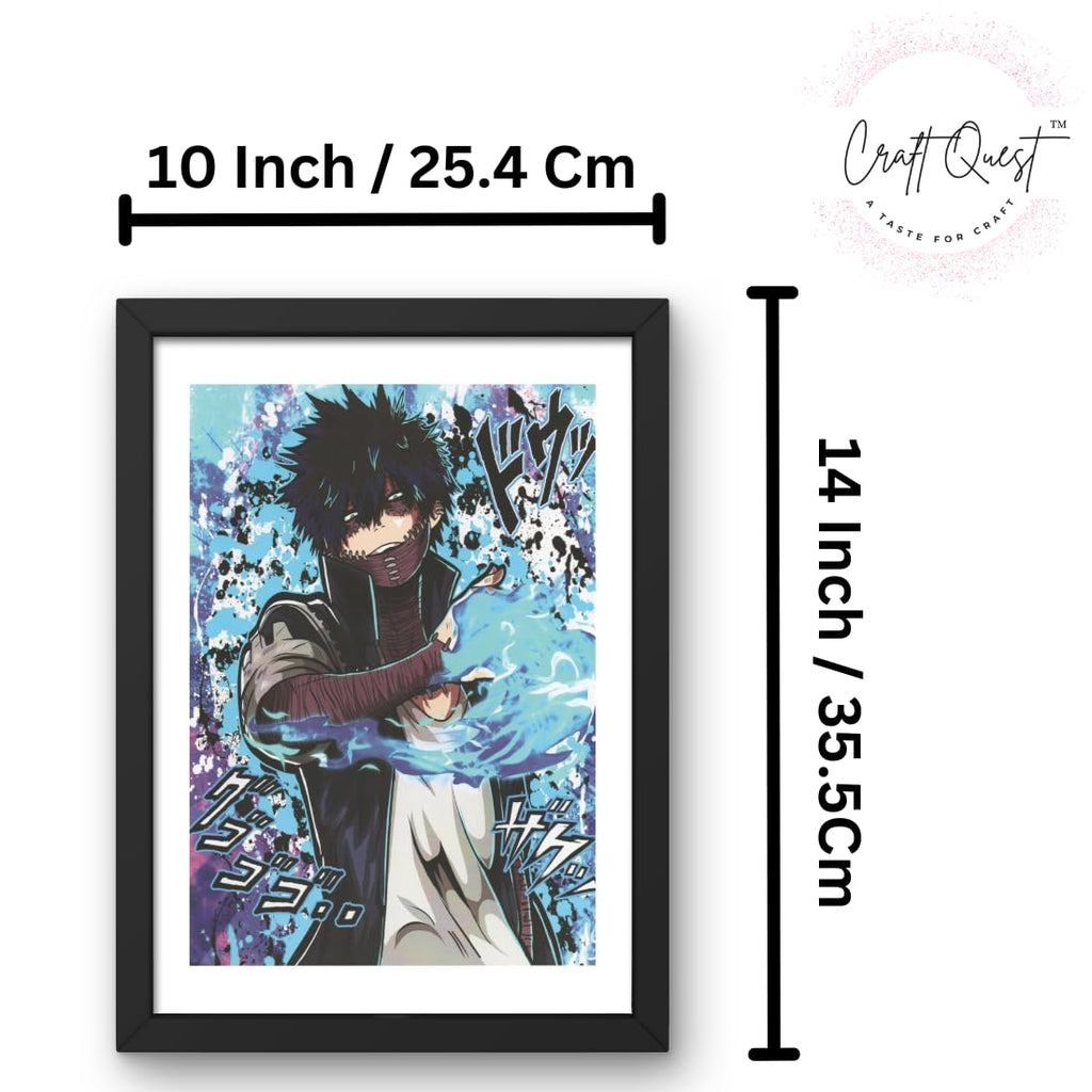 CRAFT QUEST my hero academia manga Poster Anime Laminated Posters Framed Painting with Matt Black Frame (14 Inches x 10 Inches)