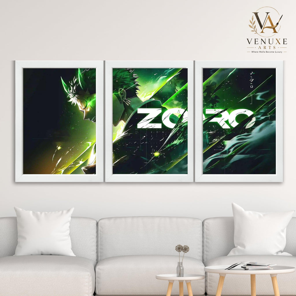 VENUXE ARTS Set Of 3 Anime Characters Wall Framed |Anime Characters Framed Poster for Living Room Bedroom Gaming Room Studio Wall Decor
