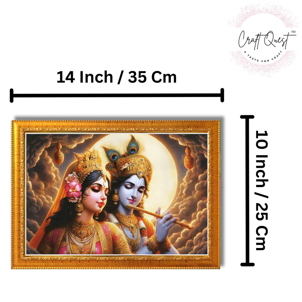 CRAFT QUEST Radha Krishna Art Photo Framed Painting for Home and Bedroom Wall Decoration of Size 14X10 Inches with Frame And Acrylic Glass RK203