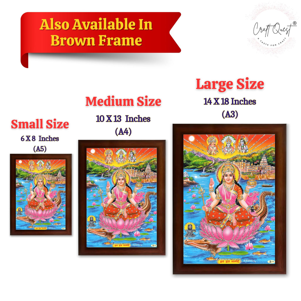 CRAFT QUEST Mata Narmada Maa Narmada Photo frame | Acrylic, Lightweight | Hindu God Spiritual Framed | Ideal for Home, Office, Temple & Puja Room, Wall Decor