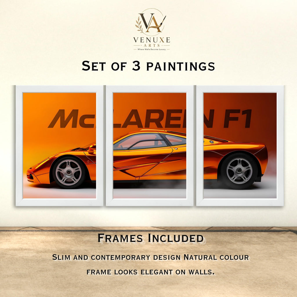 VENUXE ARTS Set Of 3 Big Sports Cars Framed Posters Gift Items for Boys Room Wall Decoration Bedroom, Living Room, Office, Studio Décor | Car Poster Frame for Wall Décor