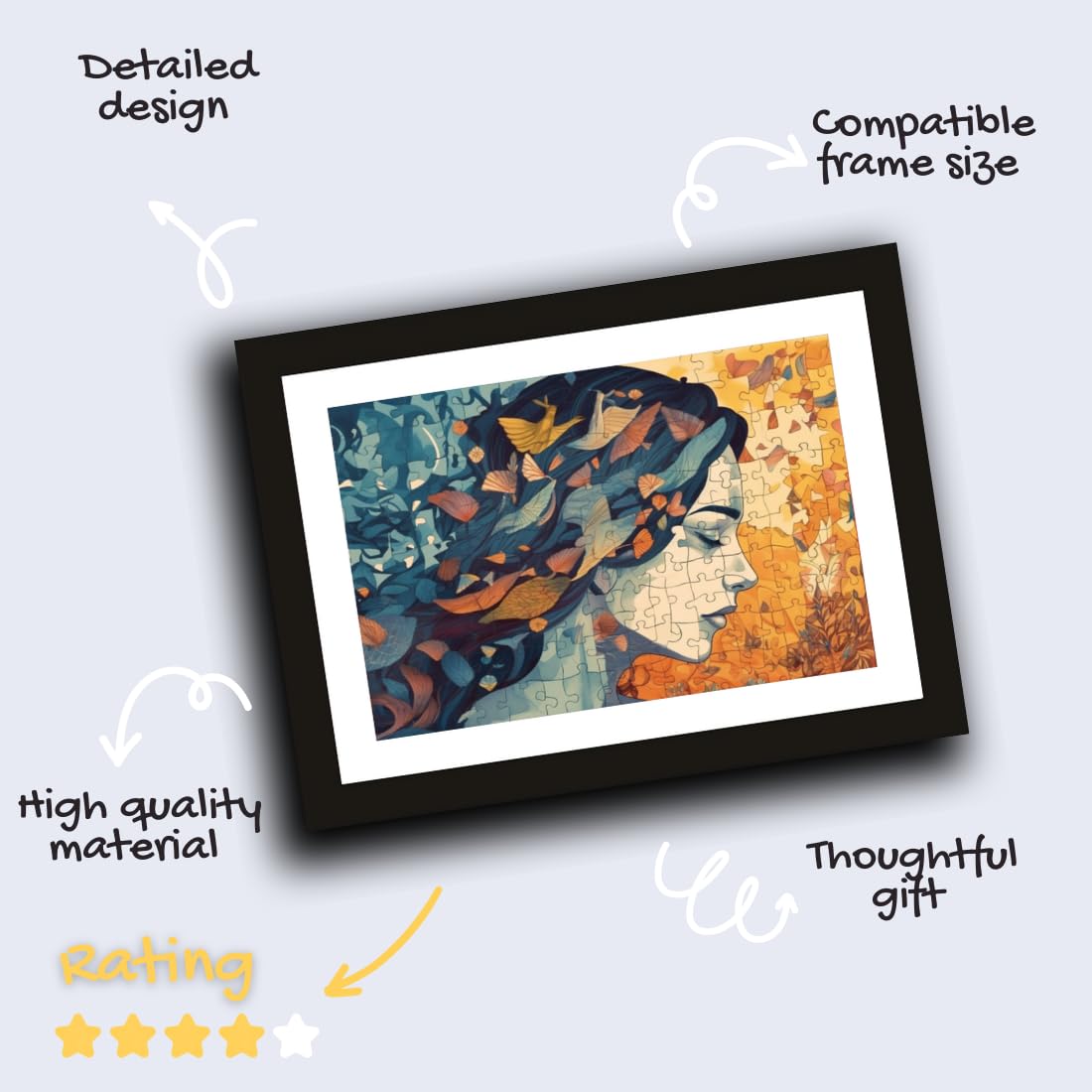 CRAFT QUEST Abstract Modern Feminine Fusion Art Poster Frame for Home & Office Wall Decoration - Portrait, Wall Display (Black, 14x10 Inch Frame with Art Print) (Tropical Reverie)