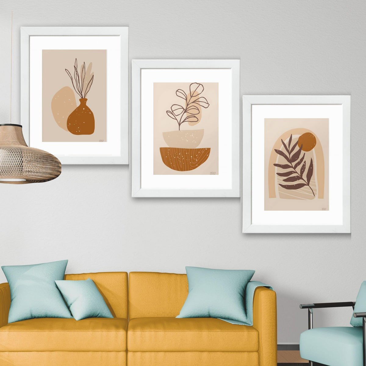 CRAFT QUEST Wall Art Decor Paintings | Set of 3 FLORAL Wall Art Frames for Home Decoration | Ideal for Living Room, Bedroom & Offices