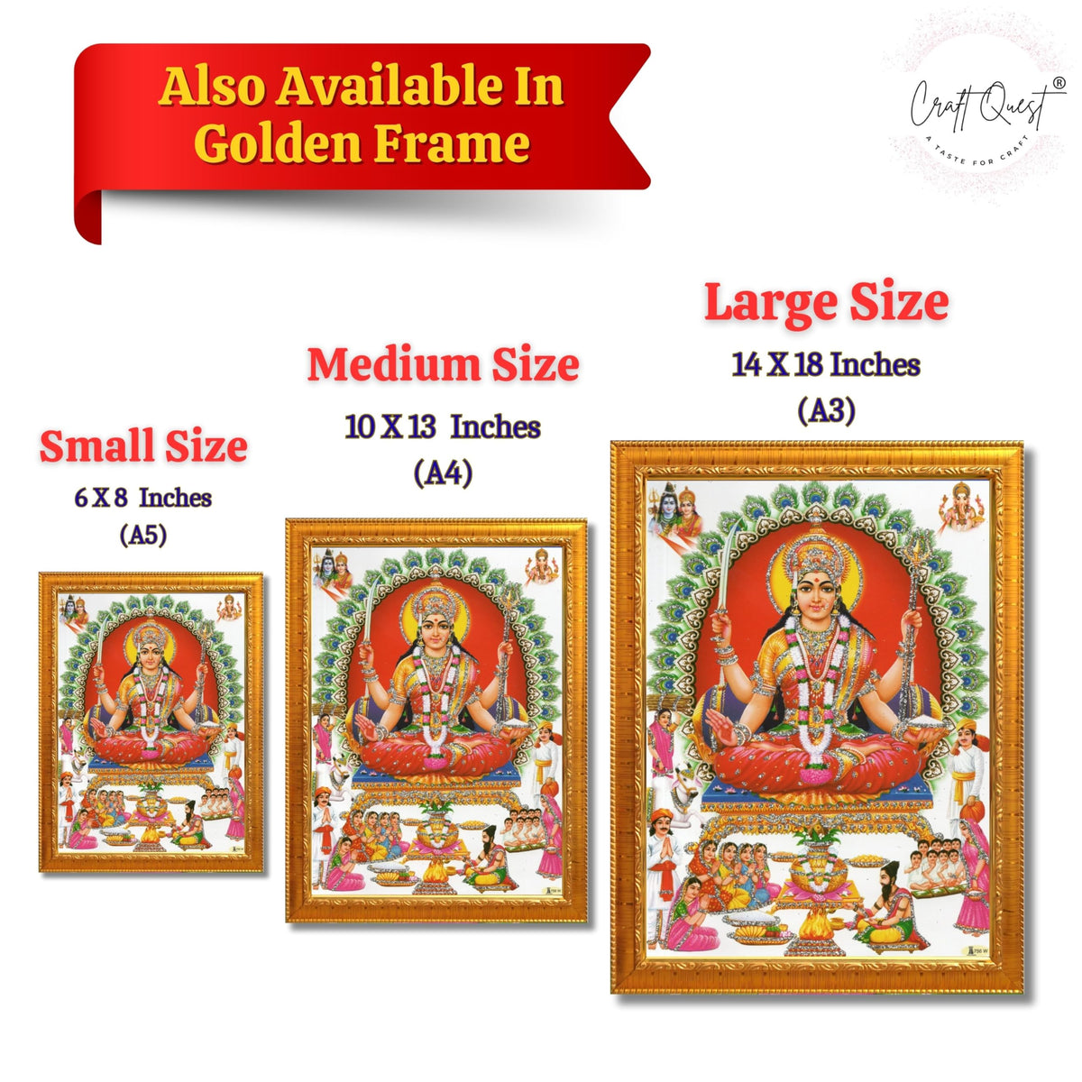 CRAFT QUEST Santoshi Mata Color Photo Frame for Home Temple and Devotional Decor