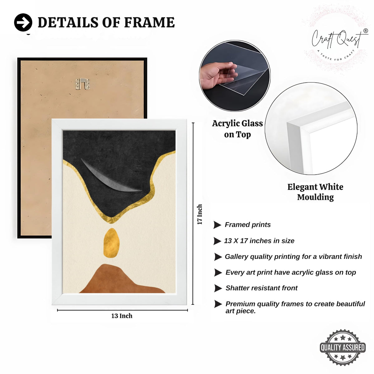 CRAFT QUEST Wall Art Decor Paintings | Set of 3 Abstract Wall Art Frames for Home Decoration | Ideal for Living Room, Bedroom & Office