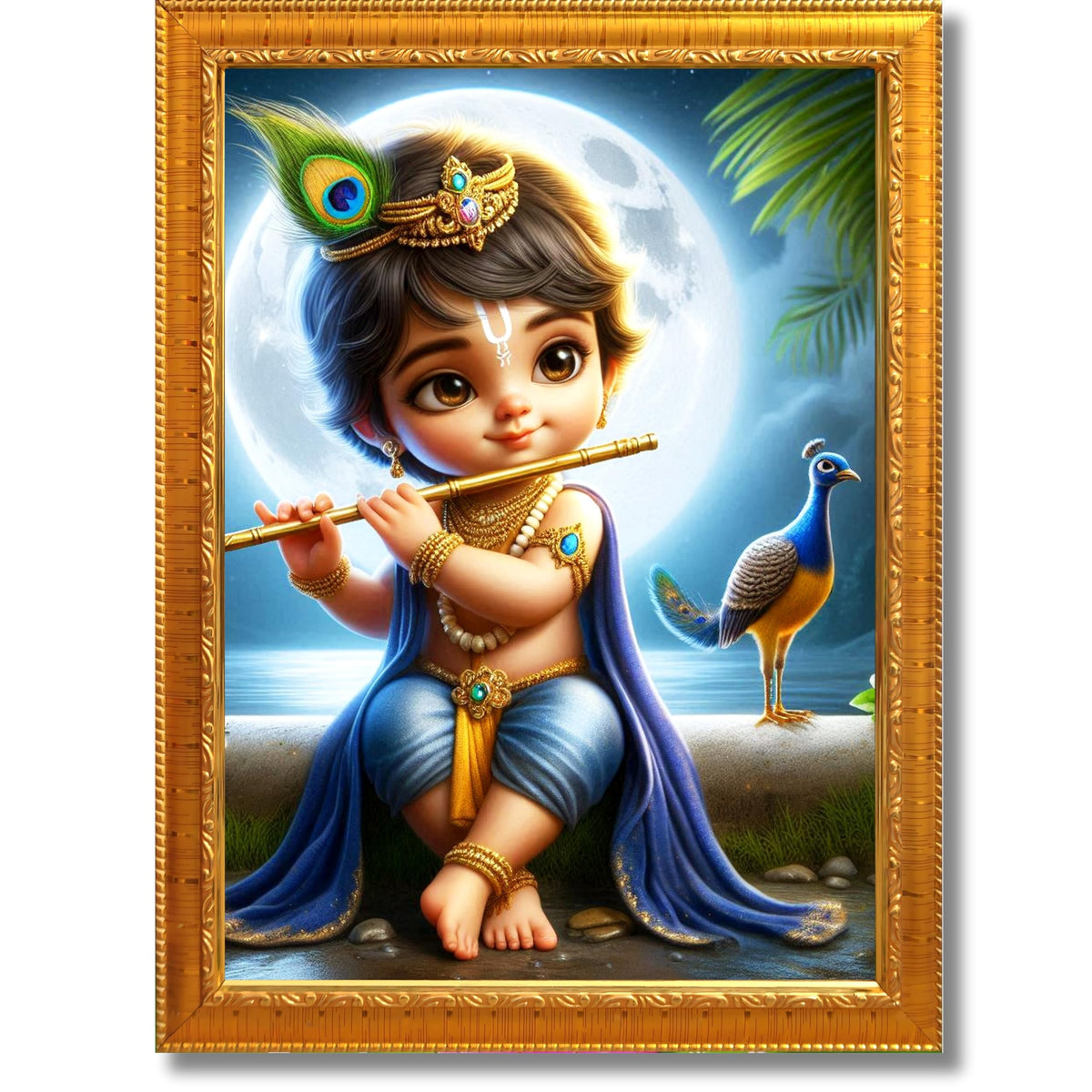 CRAFT QUEST Bal Gopal Painting | Mohan Murari Kanha Ji Poster | Walls Home Bedroom Living Room Decoration Gift.