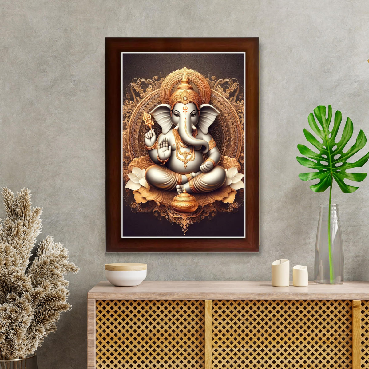 CRAFT QUEST Ganesh Ganesha Ganesh God Frame for Pooja Room & Wall Decor