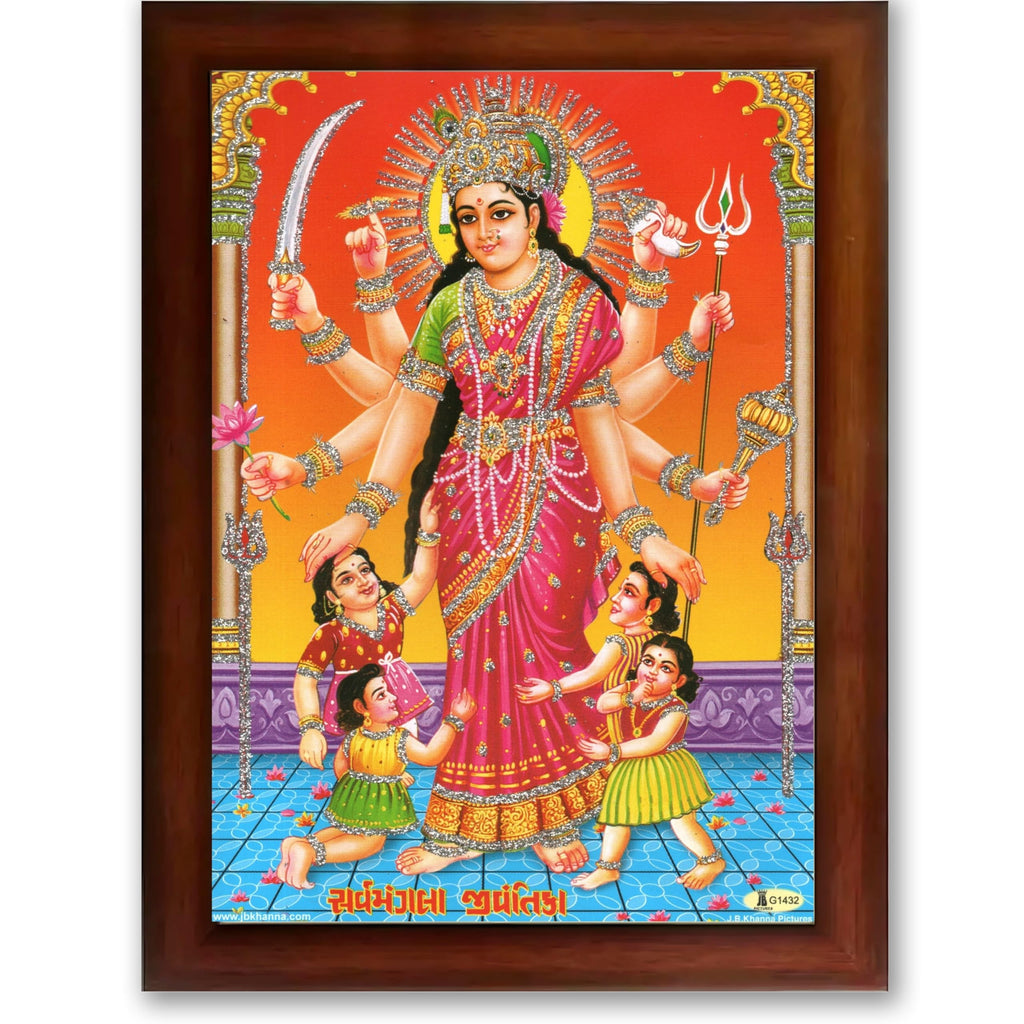 CRAFT QUEST Shri Jivantika Sarva Mangala mata Wall Painting Framed Home Décor