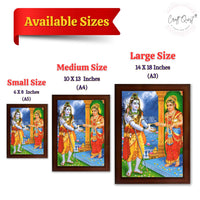 CRAFT QUEST Shiva & Maa Annapurna devi sitting on throne photo frame with Laminated Poster for Kitchen Worship