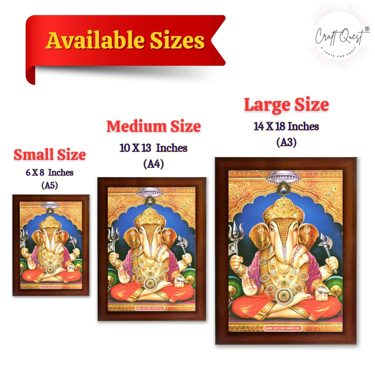 CRAFT QUEST Lord Ganesh ji Modern Wall Painting With Frame For Home pooja, and Office Decor,