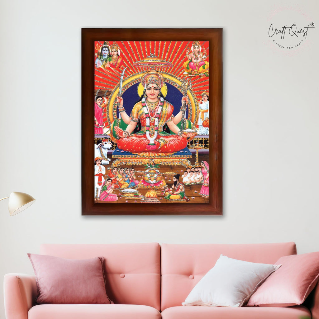 CRAFT QUEST Santoshi MataJi Color Photo Frame for Home Temple Pooja and Devotional Gift Item