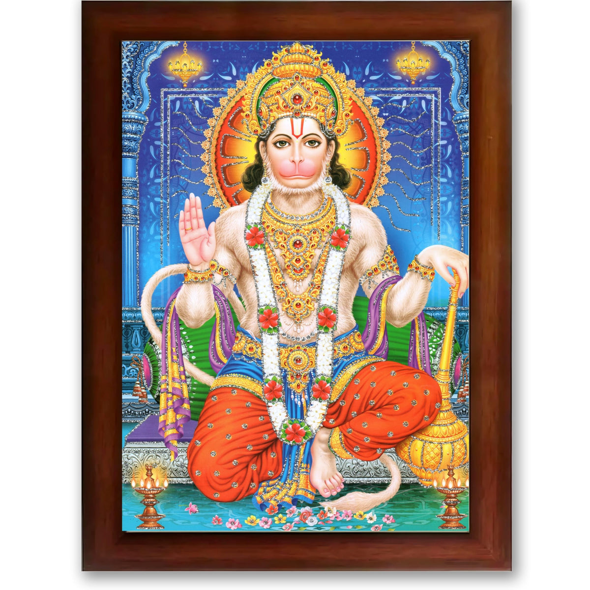 CRAFT QUEST Hanuman JI | Bajrangbali Religious Photo frame Decorative Item Synthetic frame